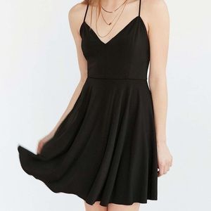 UO KimchiBlue Strappy-Back Black Mini Skater Dress